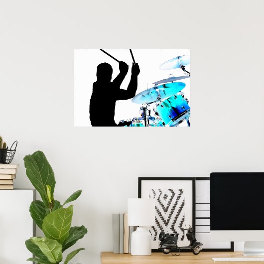 Drummer klebt in der Luft schattenblauen Invert Tr Poster (Heimbüro)