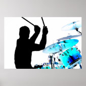 Drummer klebt in der Luft schattenblauen Invert Tr Poster (Vorne)