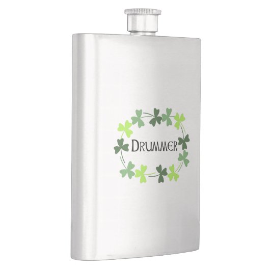 Drummer Kleeblatt Oval Flachmann (Rechts)