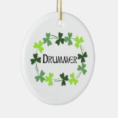 Drummer Kleeblatt Oval Keramik Ornament (Rechts)