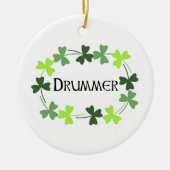 Drummer Kleeblatt Oval Keramik Ornament (Vorne)