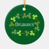 Drummer Kleeblatt Oval Keramik Ornament (Vorne)