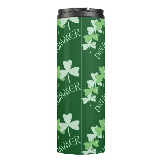 Drummer-Kleeblatts mit grüner Darstellung Thermosbecher (Rückseite)