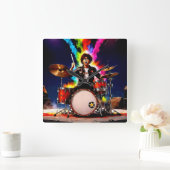 Drummer - lebhaft quadratische wanduhr (Zuhause)