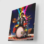 Drummer - lebhaft quadratische wanduhr (Winkel)