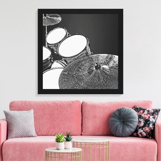 Drummer Leinwand Drum Kit mit Crash Square Art (Insitu (Wohnzimmer))