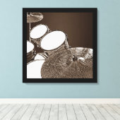 Drummer Leinwand Drum Kit mit Crash Square Art (Insitu (Holzboden))