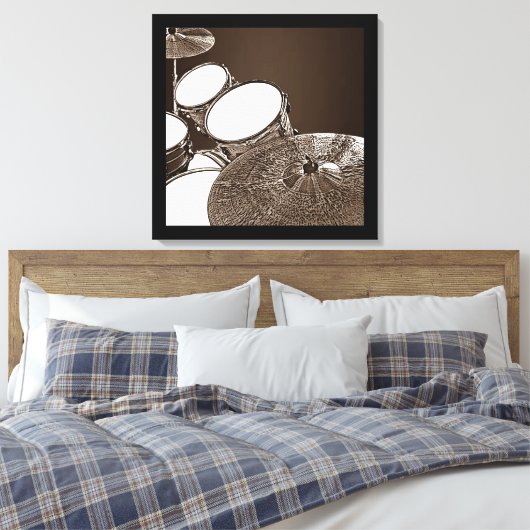 Drummer Leinwand Drum Kit mit Crash Square Art (Insitu (Schlafzimmer))