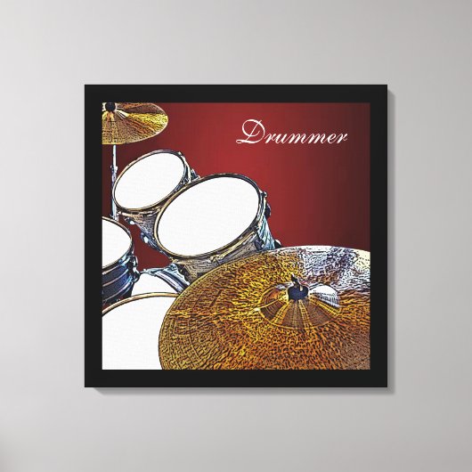 Drummer Leinwand Drum Kit mit Crash Square Art (Vorderseite)