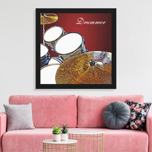 Drummer Leinwand Drum Kit mit Crash Square Art (Insitu (Wohnzimmer))