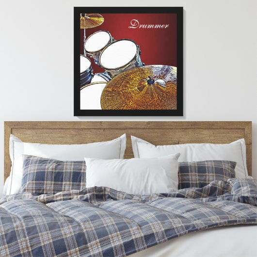 Drummer Leinwand Drum Kit mit Crash Square Art (Insitu (Schlafzimmer))