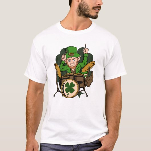 Drummer Leprechaun St. Patrick's Day T-Shirt (Vorderseite)