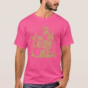 Drummer Monkey Playing Drums Vintag Art Monkey on T-Shirt