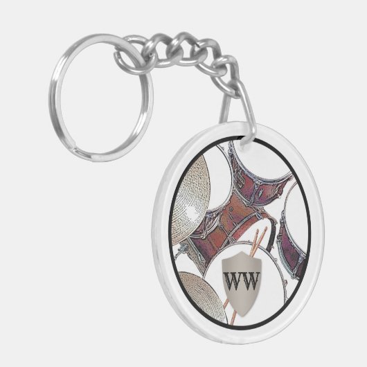 Drummer Monogram Snare Drum Kit Drumsticks Music K Schlüsselanhänger (Vorderseite links)