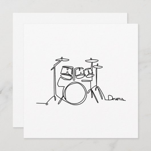 Drummer Music Design One-Line Drums Dankeskarte (Vorne/Hinten)