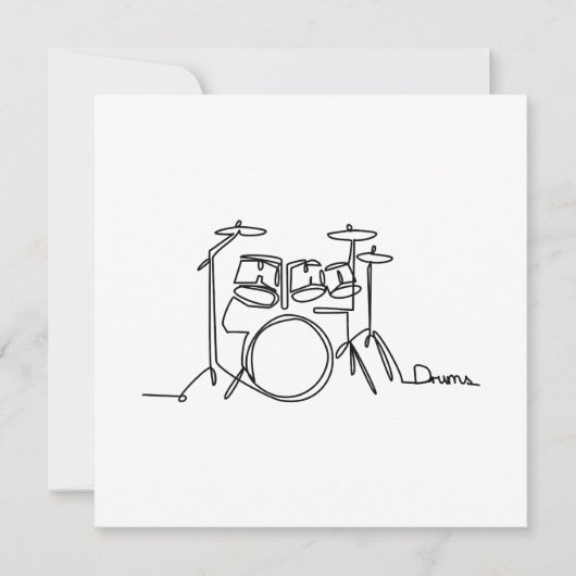 Drummer Music Design One-Line Drums Einladung (Vorderseite)