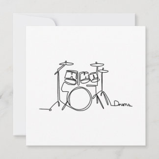 Drummer Music Design One-Line Drums Einladung