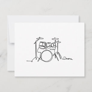 Drummer Music Design One-Line Drums Feiertagskarte