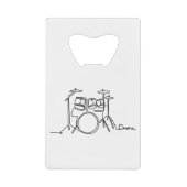 Drummer Music Design One-Line Drums Geldbeutel Flaschenöffner (Vorderseite)