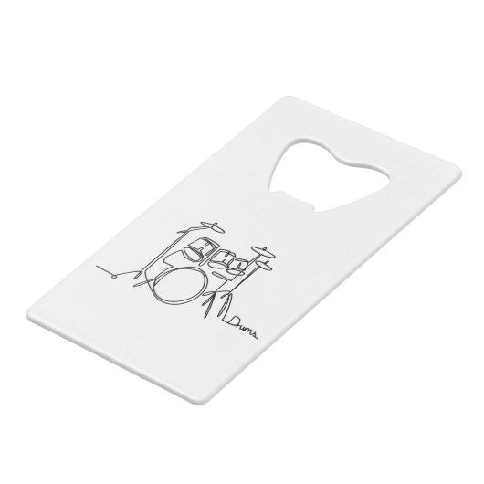 Drummer Music Design One-Line Drums Geldbeutel Flaschenöffner (Rückseite Schrägansicht)