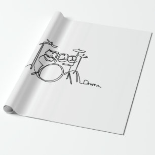 Drummer Music Design One-Line Drums Geschenkpapier