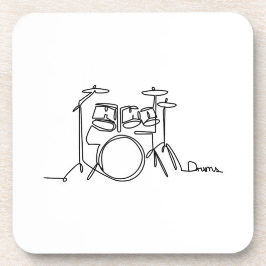 Drummer Music Design One-Line Drums Getränkeuntersetzer (Vorderseite)