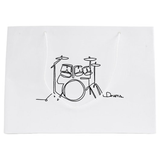 Drummer Music Design One-Line Drums Große Geschenktüte (Vorderseite)