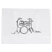 Drummer Music Design One-Line Drums Große Geschenktüte (Rückseite)