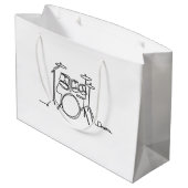 Drummer Music Design One-Line Drums Große Geschenktüte (Rückseite Schrägansicht)