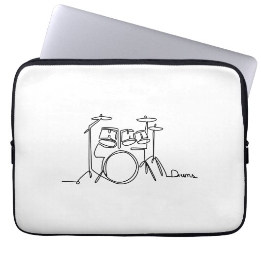 Drummer Music Design One-Line Drums Laptopschutzhülle (Vorderseite)