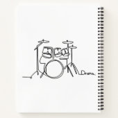 Drummer Music Design One-Line Drums Notizblock (Rückseite)