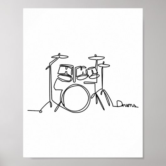 Drummer Music Design One-Line Drums Poster (Vorne)