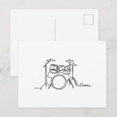 Drummer Music Design One-Line Drums Postkarte (Vorne/Hinten)
