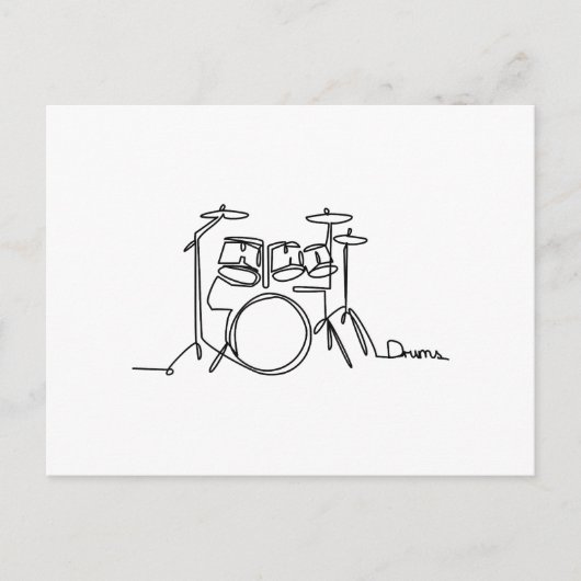 Drummer Music Design One-Line Drums Postkarte (Vorderseite)