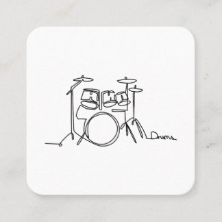 Drummer Music Design One-Line Drums Quadratische Visitenkarte