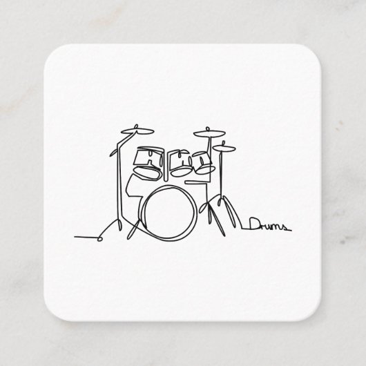 Drummer Music Design One-Line Drums Quadratische Visitenkarte (Vorderseite)