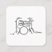 Drummer Music Design One-Line Drums Quadratische Visitenkarte (Rückseite)
