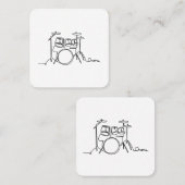 Drummer Music Design One-Line Drums Quadratische Visitenkarte (Vorne/Hinten)