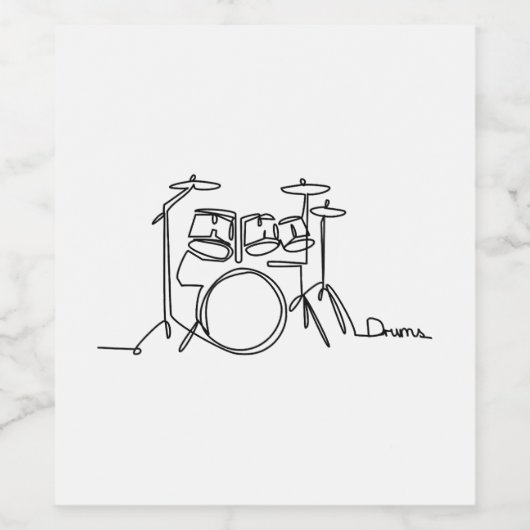 Drummer Music Design One-Line Drums Weinetikett (Einzelnes Label)