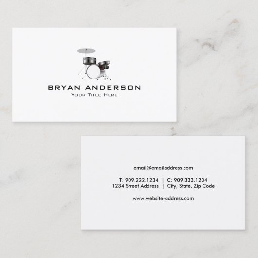 Drummer - Musiker Visitenkarte (Vorne/Hinten)