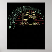 Drummer Notes Retro Drummer Musiker Drumsticks Poster (Vorne)