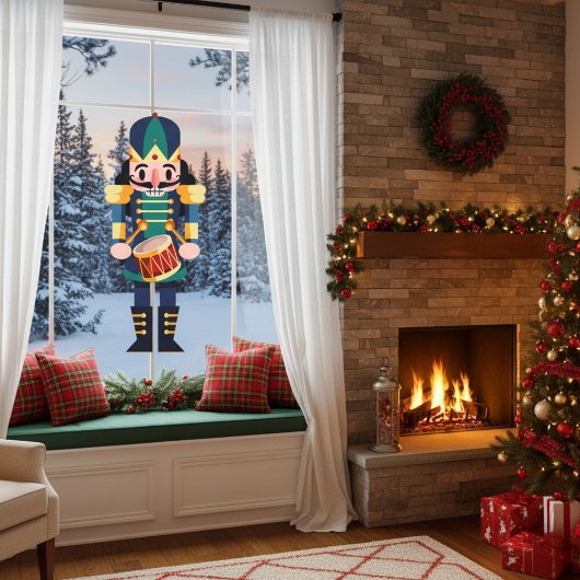 Drummer Nutcracker Fensterkleber Fensteraufkleber