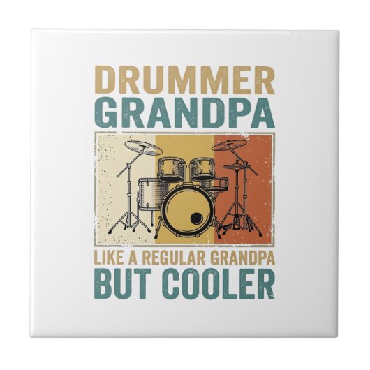 Drummer Opa wie ein normaler Opa aber cooler  Fliese (Vorderseite)