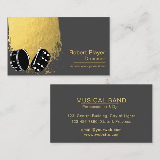 Drummer Percussionist Musical Event Drums Djs Visitenkarte (Vorne/Hinten)