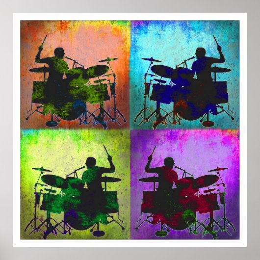 Drummer Pop art, Copyright Karen J Williams Poster (Vorne)