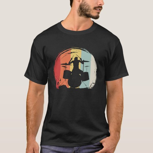 Drummer Retro 60s 70s Style Drum Set T-Shirt (Vorderseite)