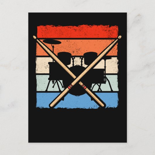 Drummer Retro Drum Sticks Music Lover Postkarte (Vorderseite)