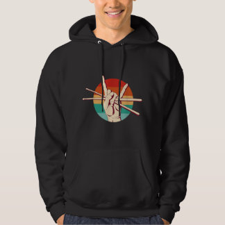 Drummer Retro Sunset Playing music Rocking Out Hoodie
