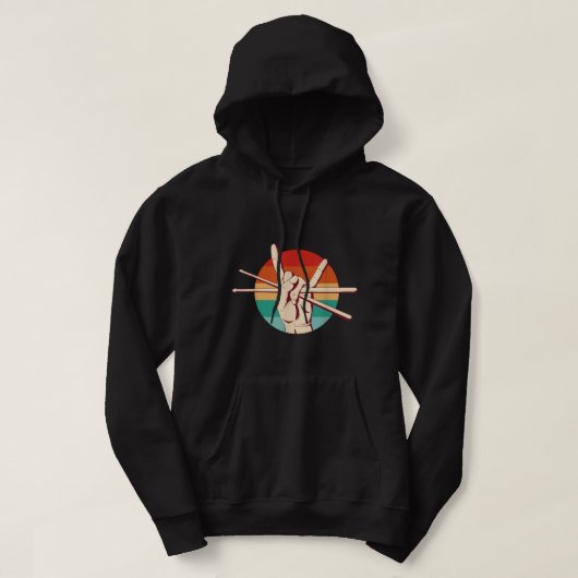 Drummer Retro Sunset Playing music Rocking Out  Hoodie (Design vorne)