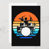 Drummer Retro Vintag Einladung (Vorne/Hinten)